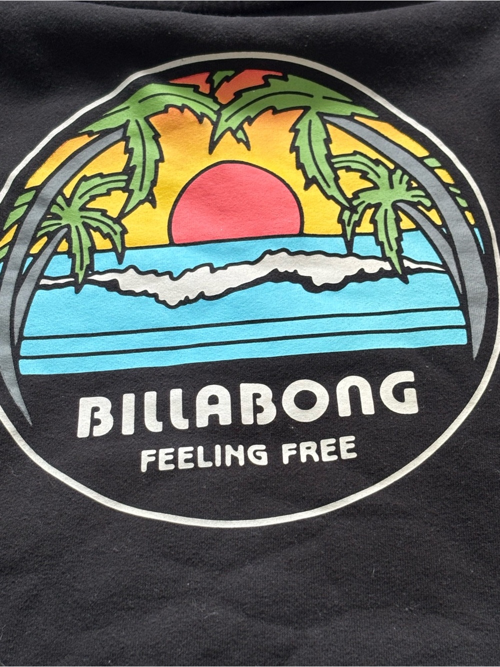 Billabong Black Tee with Sunset Palm Graphic